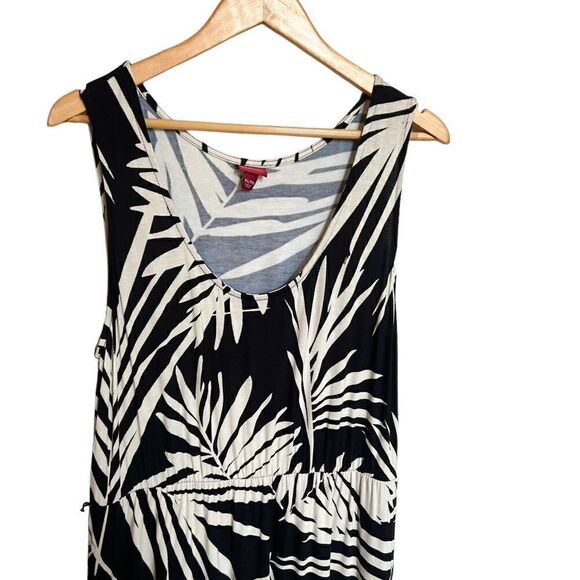 NWT Merona Black & Cream Palm Leaf Tank Maxi Dress Size XL - Picture 3 of 6